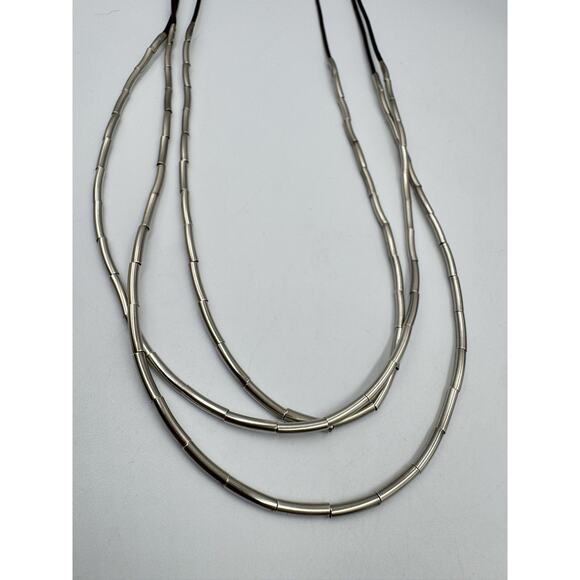 Silpada 925 Silver Flash N2196 Necklace Liquid Sterling Brown Leather Cord 30” - Picture 7 of 8